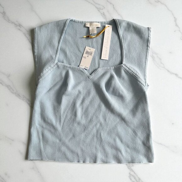HOUSE OF HARLOW Light Blue Ribbed Sweetheart Sweater Tank Top Size L NWT - Picture 1 of 7